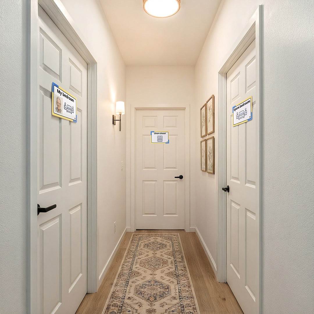 Visual aids dementia-friendly room signs for memory support and wayfinding
