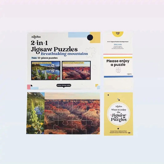 Jigsaw puzzles for seniors 2-in-1 set with colorful national park mountain landscapes and large puzzle pieces