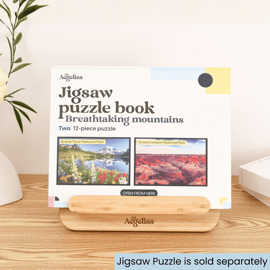 Adjustable bamboo book stand with ergonomic angle for tabletop easel
