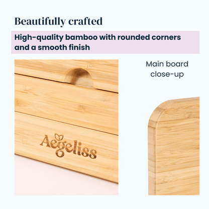 Display Stand main board made from light natural bamboo, with visible grain, rounded corners and a smooth finish