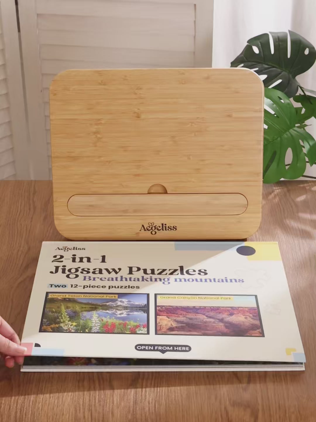Video showing how the Aegeliss puzzle can be used with the bamboo stand to provide ergonomic and artistic benefit